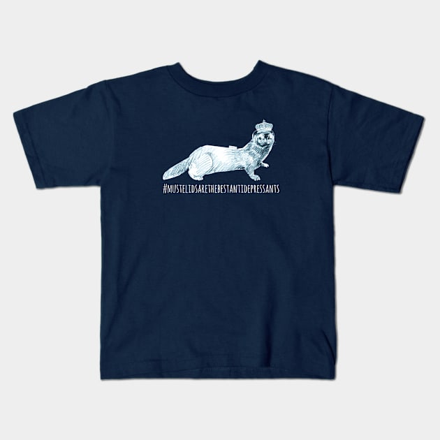 Mink with a crown in Blue Kids T-Shirt by belettelepink